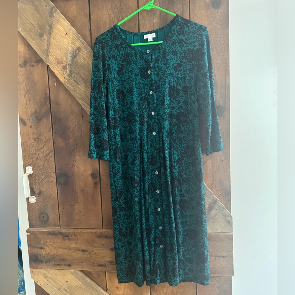 J. Jill Teal and Black Long Sleeve Dress